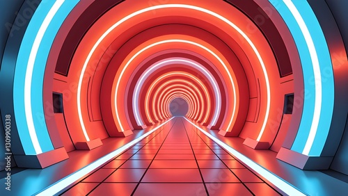 Fototapeta Naklejka Na Ścianę i Meble -  Sci-fi space station interior corridor