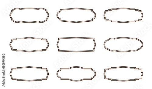 A set of simple vintage style frames transparent background