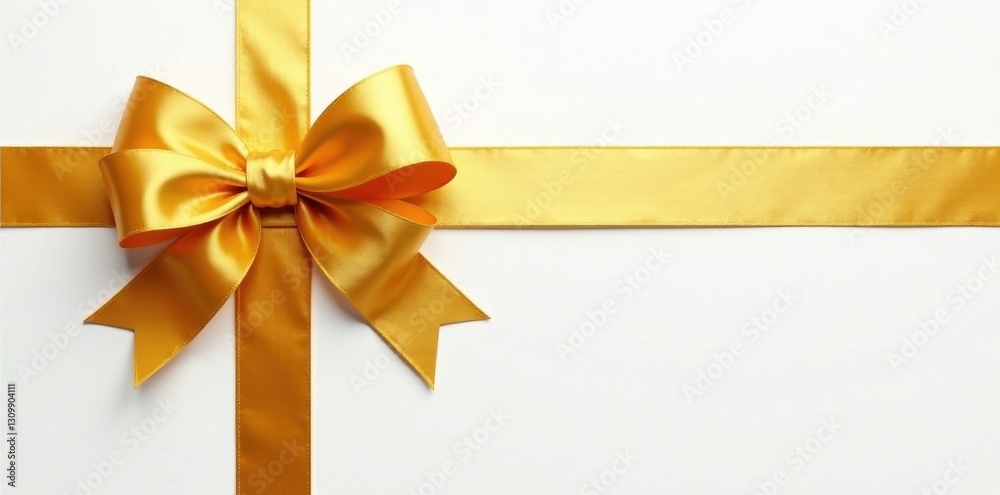 Luxurious golden ribbon tied in a perfect bow , celebration, isolated, golden Luxurious golden ribbon tied in a perfect bow , celebration, isolated, golden