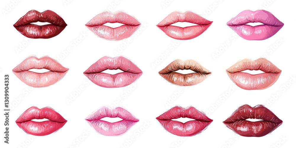 Obraz premium Woman lip element set on transparent background