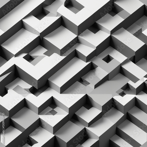 Randomized Square Pattern | Mosaic Tile Canvas in the Bathroom | Black White gray | Flor Wall Club Gilaf design | Abstract Image Background