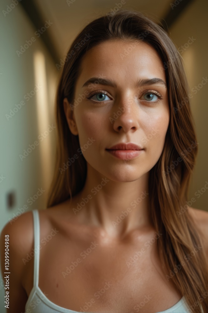 arafed woman with long brown hair and blue eyes looking at the camera arafed woman with long brown hair and blue eyes looking at the camera