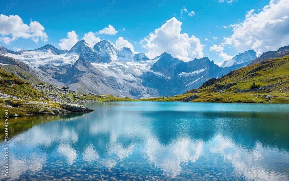 Fototapeta premium High-Altitude Lake Surrounded By The Swiss Alps