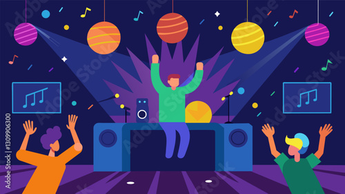 With just a clap of their hands the lights in this room dance to the beat of their favorite music creating an atmosphere of fun and excitement.. Vector illustration