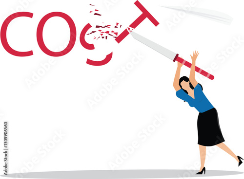 Cost cutting concept, reducing expenses and profit improvement, symbol of depicts inflation