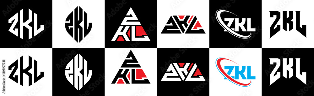 ZKL letter logo design in six style. ZKL polygon, circle, triangle, hexagon, flat and simple style with black and white color variation letter logo set in one artboard. ZKL minimalist and classic logo ZKL letter logo design in six style. ZKL polygon, circle, triangle, hexagon, flat and simple style with black and white color variation letter logo set in one artboard. ZKL minimalist and classic logo