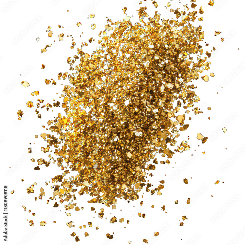 A flurry of sparkling gold confetti falling gracefully from above, creating a festive and celebratory atmosphere, isolated on white background. A flurry of sparkling gold confetti falling gracefully from above, creating a festive and celebratory atmosphere, isolated on white background.