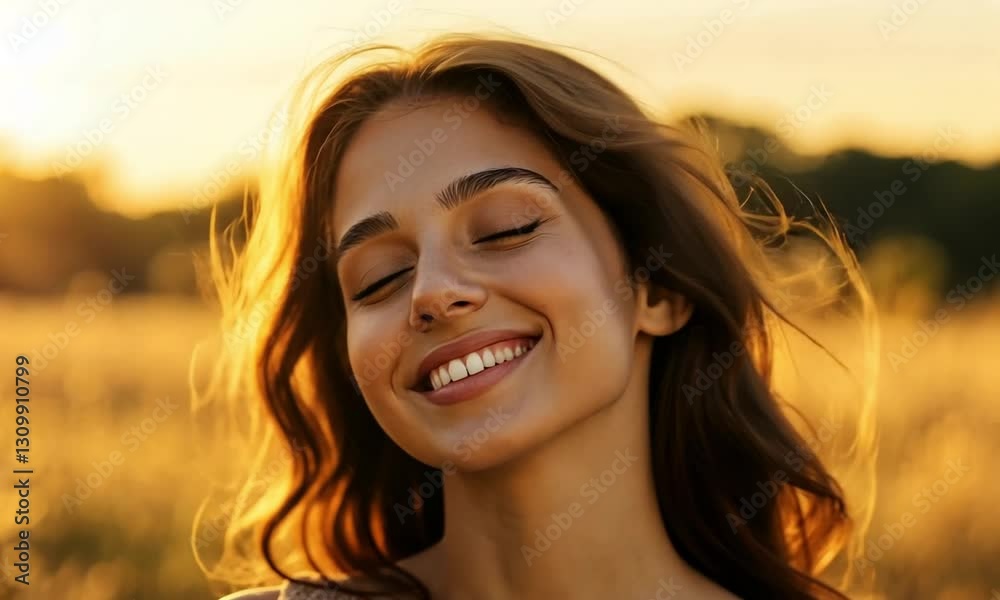 Golden Hour Bliss: A Portrait of Joy in a Summer Field Golden Hour Bliss: A Portrait of Joy in a Summer Field