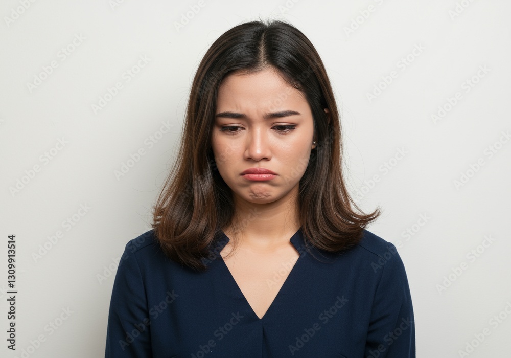 Emotional Indonesian Woman Conveying Sorrow and Disappointment Emotional Indonesian Woman Conveying Sorrow and Disappointment