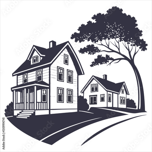 silhouette houses icon symbol vector illustration