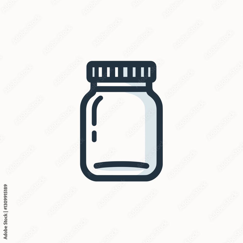 Vector icon of a glass jar, symbolizing sustainability, storage, and zero waste living Vector icon of a glass jar, symbolizing sustainability, storage, and zero waste living