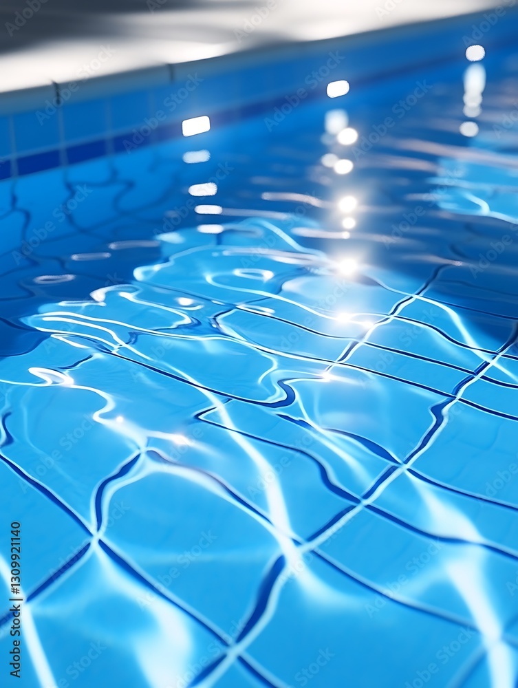 Fototapeta premium Abstract close-up of serene swimming pool water reflections and tiles