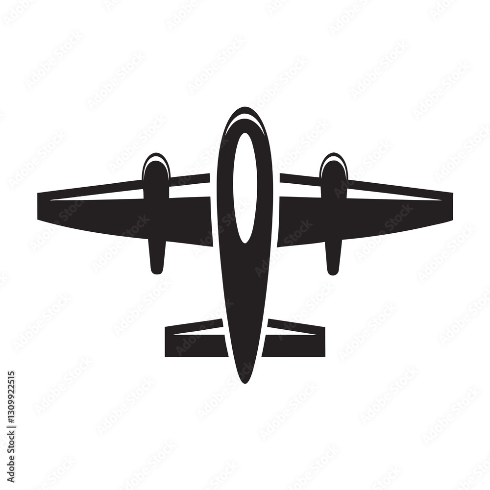 Black silhouette of an airplane in flight Black silhouette of an airplane in flight
