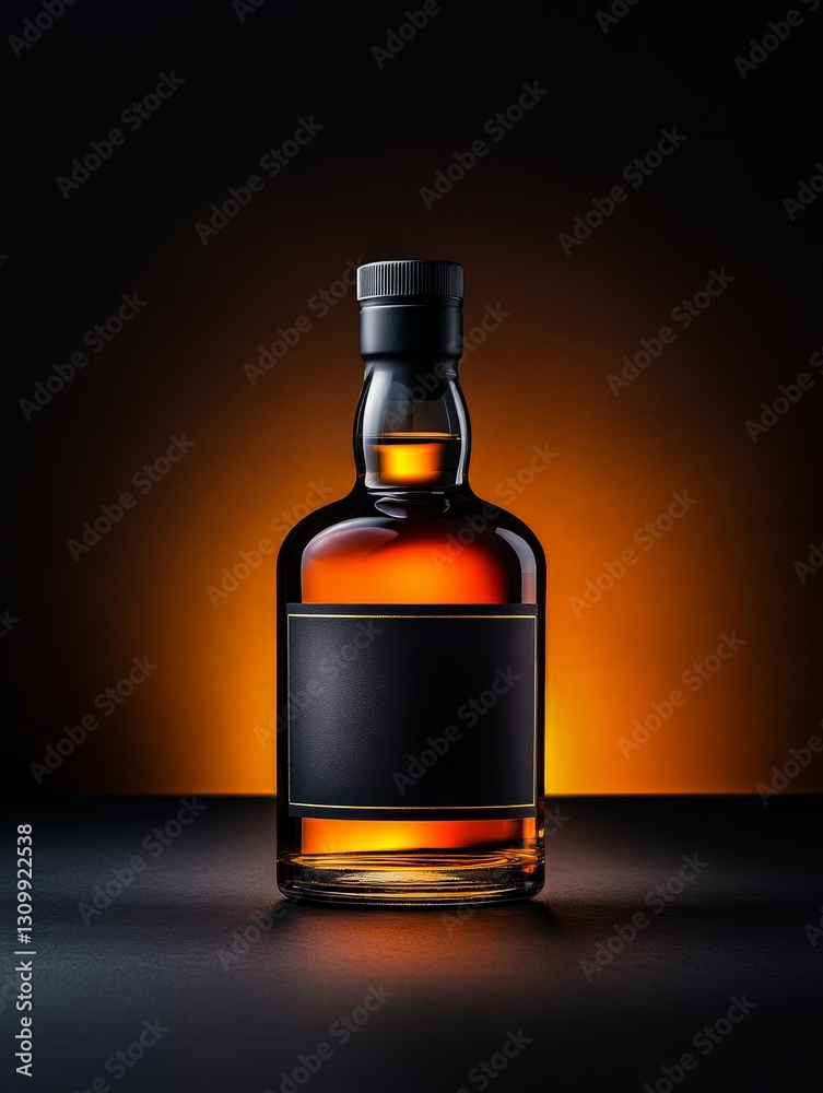 whisky bottle on the table , black to orange gradient studio background, crop , Elegant and refined aesthetic, soft focus on the glass and bottle details, vivid colors whisky bottle on the table , black to orange gradient studio background, crop , Elegant and refined aesthetic, soft focus on the glass and bottle details, vivid colors