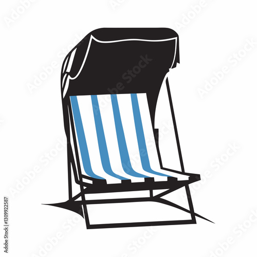 Striped beach chair against a white background
