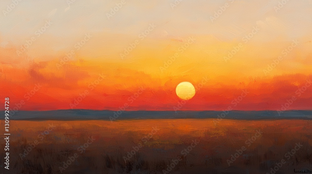 Tranquil Sunset Over Expansive Field with Soft Color Gradients Tranquil Sunset Over Expansive Field with Soft Color Gradients