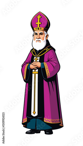Christian Bishop in Traditional Vestments Vector