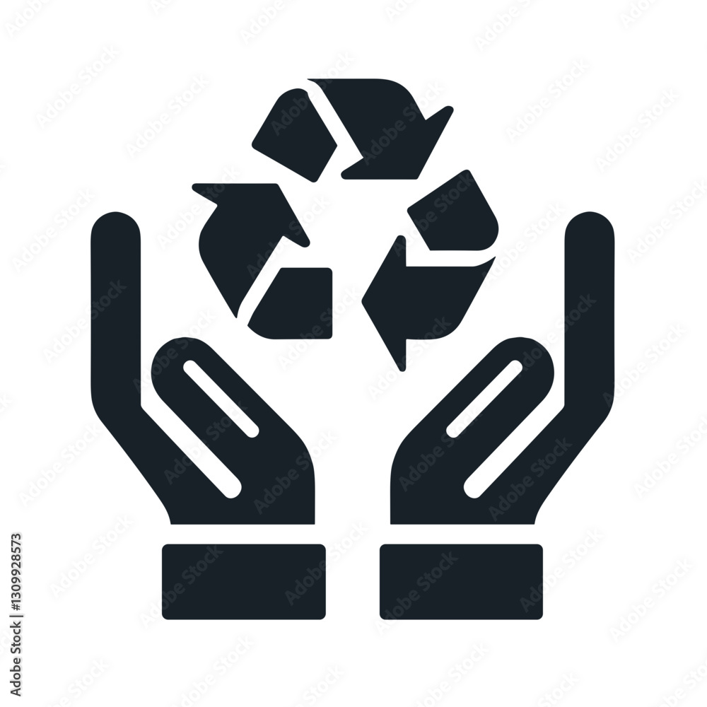 Vector icon of hands holding a recycling symbol for sustainability and eco-friendliness, transparent background Vector icon of hands holding a recycling symbol for sustainability and eco-friendliness, transparent background