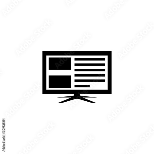 Flat design icon depicting web article on computer or tv screen.