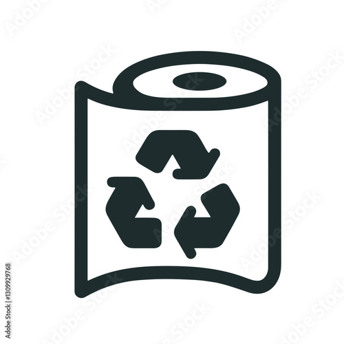 Vector icon of a roll of recycled paper for sustainability and eco-friendliness, transparent background