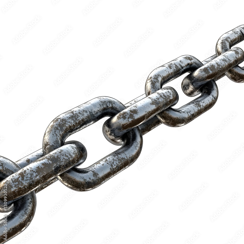 3D Rendering of a Heavy Metal Chain with a Lock Isolated on White 3D Rendering of a Heavy Metal Chain with a Lock Isolated on White