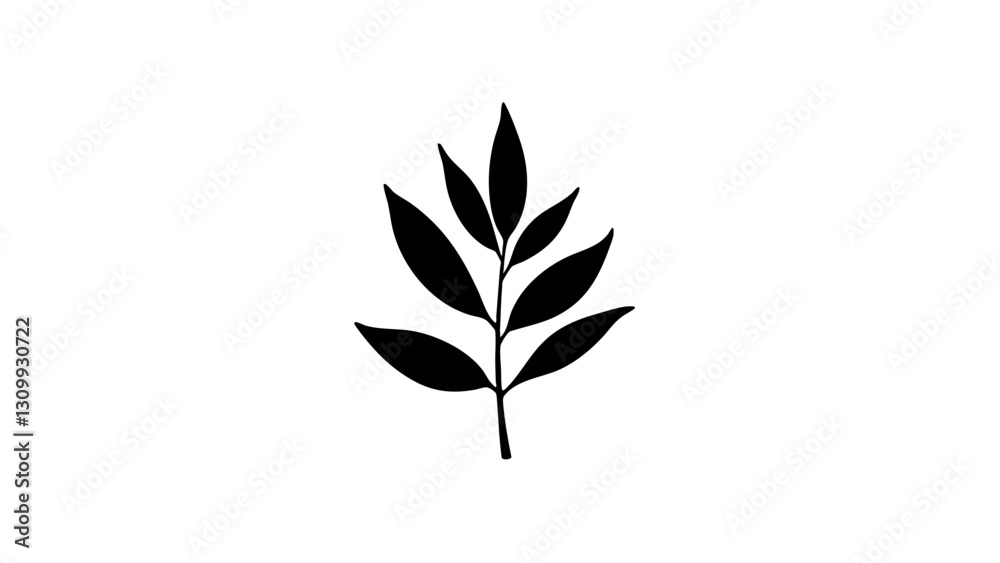 Fototapeta premium Elegant foliage silhouette on a minimalistic white background