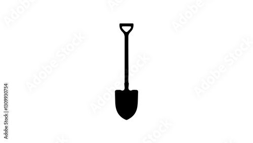 Vintage sketch of a shovel in black silhouette  