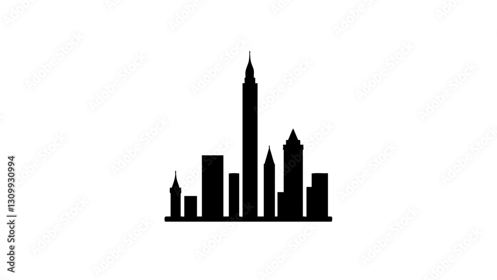 Fototapeta premium City skyline silhouette on a white background
