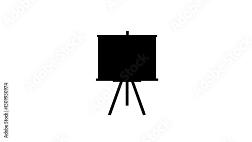 silhouette of an easel showcasing artwork  