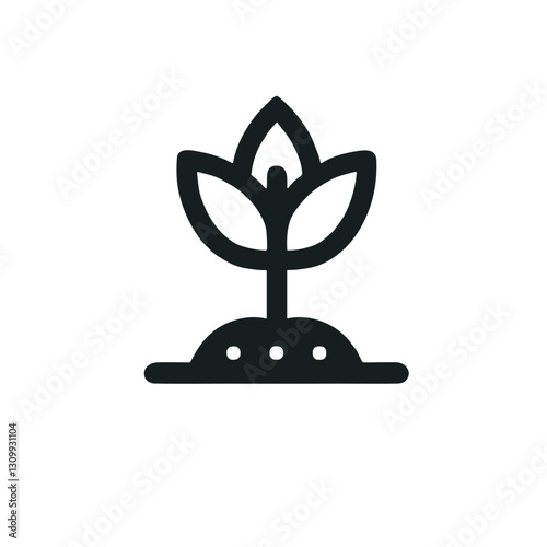 Vector icon of a sapling for growth and sustainability concept, transparent background