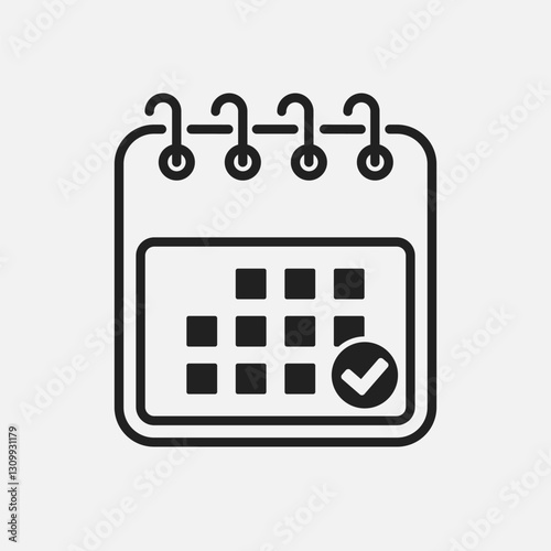 Icon page calendar, pop up message done or check