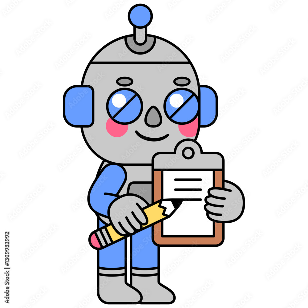 Cute robot holding a clipboard Cute robot holding a clipboard