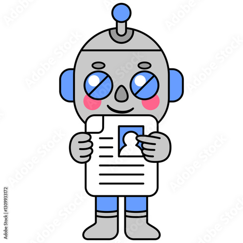 Cute robot holding a cv