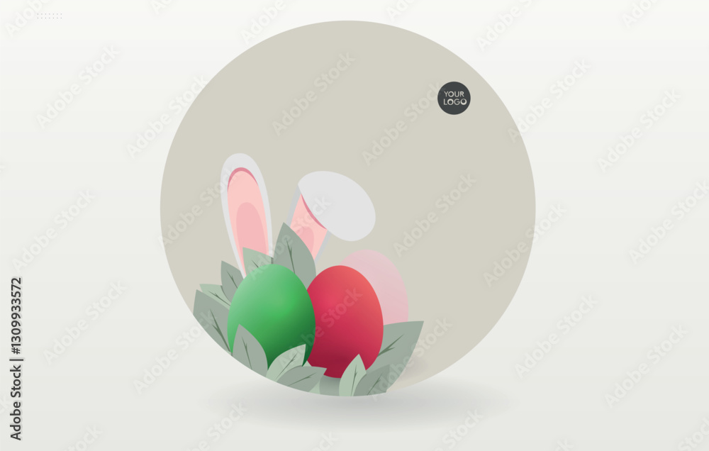 Easter. The Easter bunny is hiding behind the eggs. Easter. The Easter bunny is hiding behind the eggs.