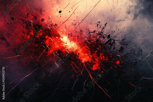 Energetic display of chaos with sharp red and black elements creating an atmosphere of anger and intensity Generative AI