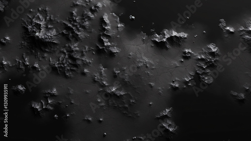 A black-and-white top-down heightmap of terrain, perfect for background, display, or presentation banners.

