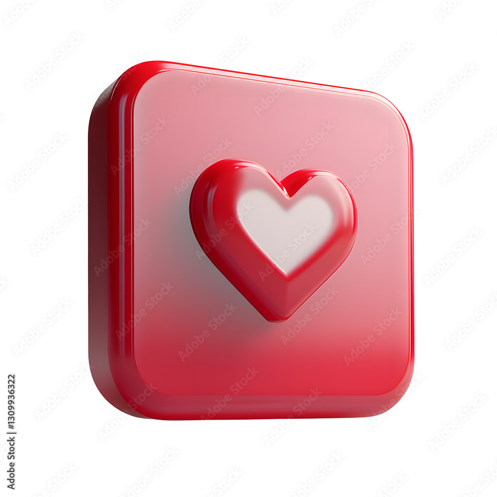 social media like notification red icon with heart symbol. Social media success concept - 3d rendering social media like notification red icon with heart symbol. Social media success concept - 3d rendering