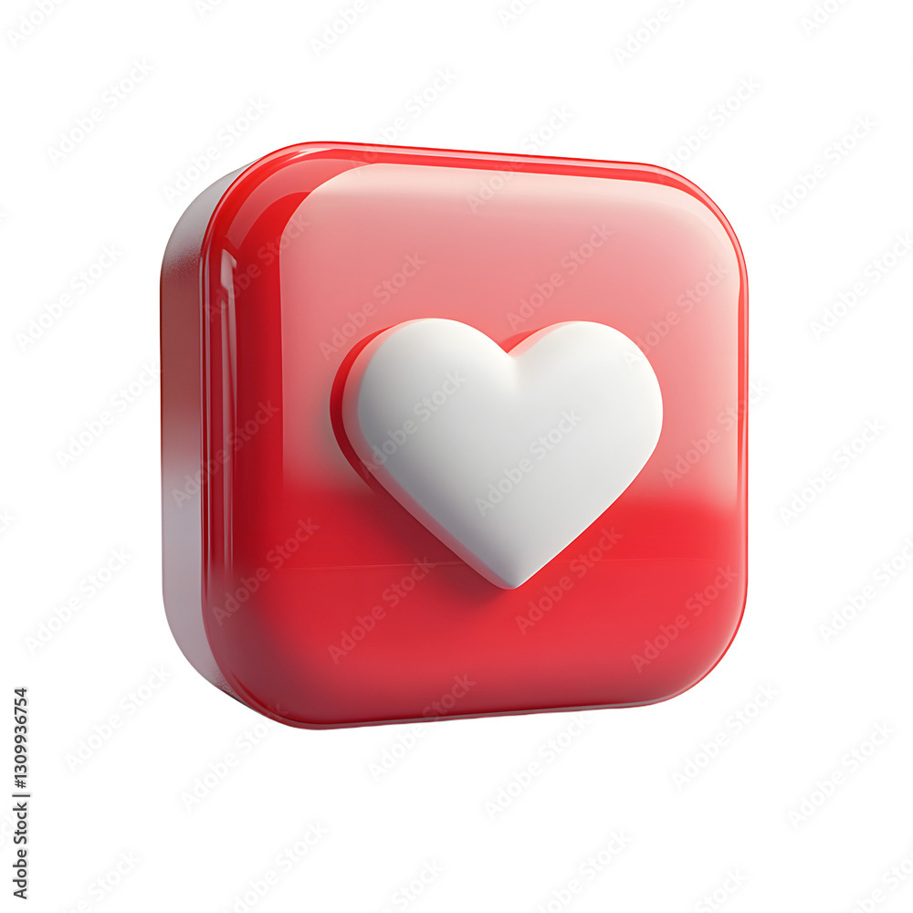 social media like notification red icon with heart symbol. Social media success concept - 3d rendering social media like notification red icon with heart symbol. Social media success concept - 3d rendering
