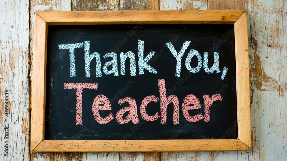 Obraz premium Thank you message for a teacher written on a chalkboard.