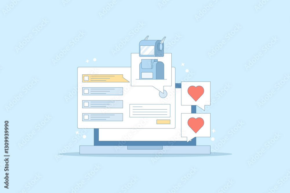 AI Chat Bot Concept integrated with search engine, AI chat helps search engine, AI gives answers to questions. Artificial intelligence, flat vector illustration on background. AI Chat Bot Concept integrated with search engine, AI chat helps search engine, AI gives answers to questions. Artificial intelligence, flat vector illustration on background.