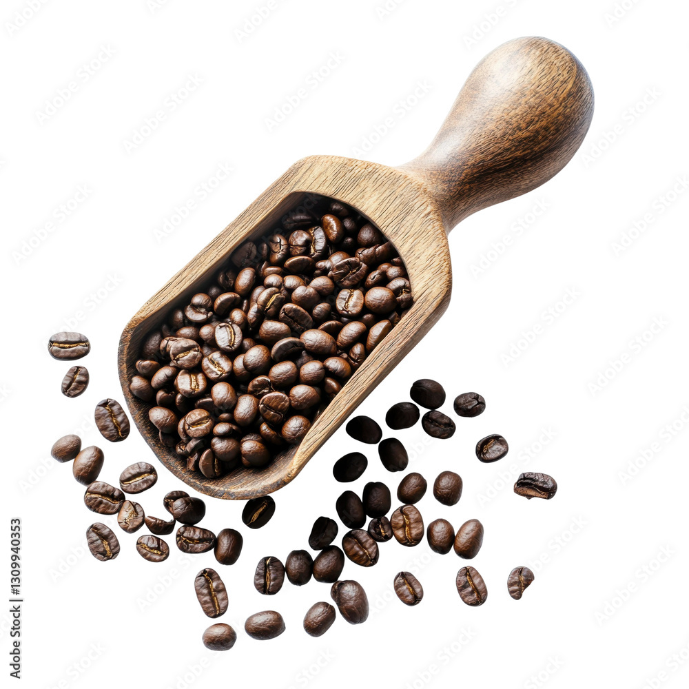 Obraz premium Coffee beans in a wooden scoop kitchen food photography rustic view