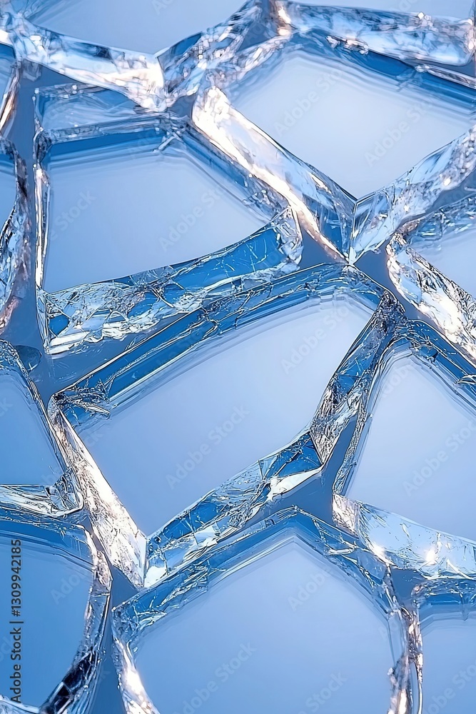 Glimmering Ice Pieces on Smooth Surface with Stunning Light Reflections and Shadows Glimmering Ice Pieces on Smooth Surface with Stunning Light Reflections and Shadows