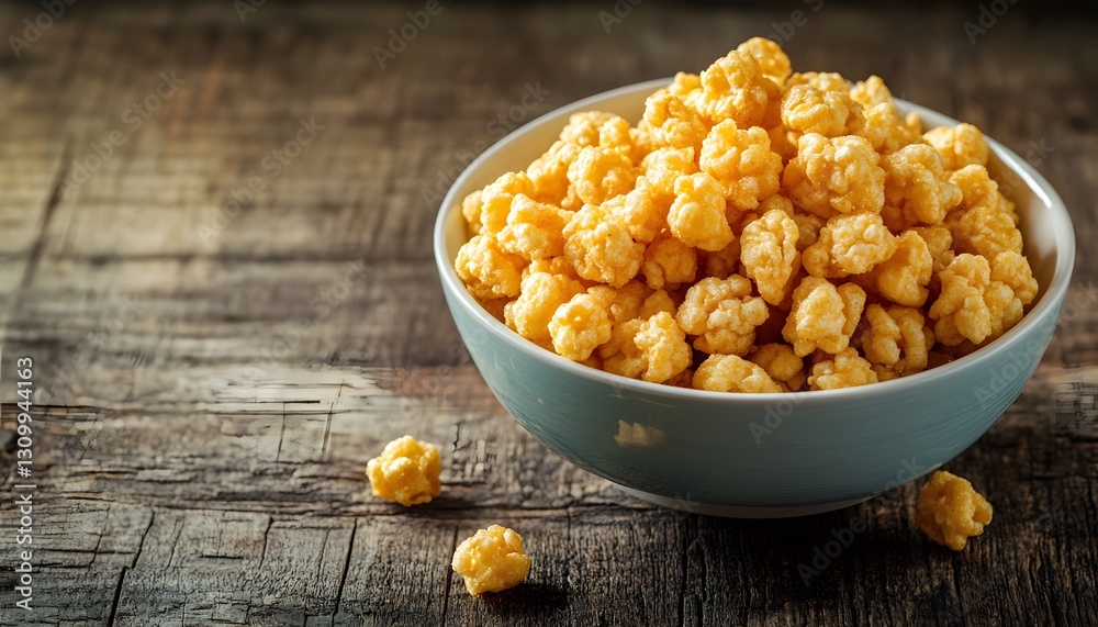 A Bowl Of Crunchy Golden Puffed Snacks A Bowl Of Crunchy Golden Puffed Snacks