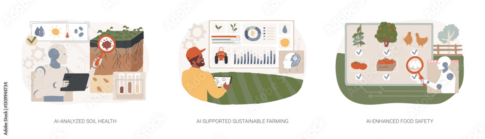 AI Technology in Agriculture abstract concept vector illustrations.