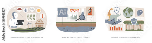 Obraz na płótnie AI for Environmental protection abstract concept vector illustrations. w salonie