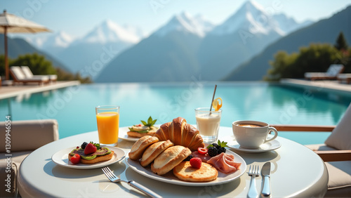 Luxury Breakfast with Mountain View by the Infinity Pool photo