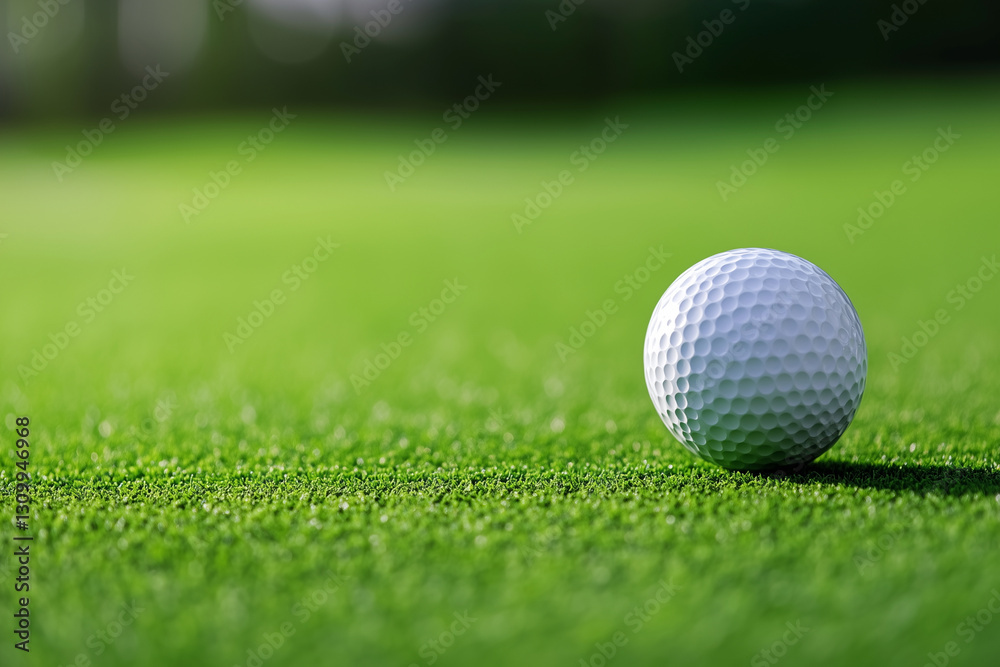 white golf ball sits on a green grass field. The ball is the only object in the image, and it is the focal point of the scene. Concept of calmness and tranquility white golf ball sits on a green grass field. The ball is the only object in the image, and it is the focal point of the scene. Concept of calmness and tranquility