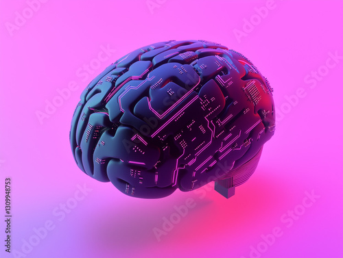 3D brain isolated on a solid color background
