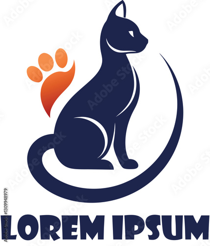 Nature-Inspired Cat Logo with Leaves