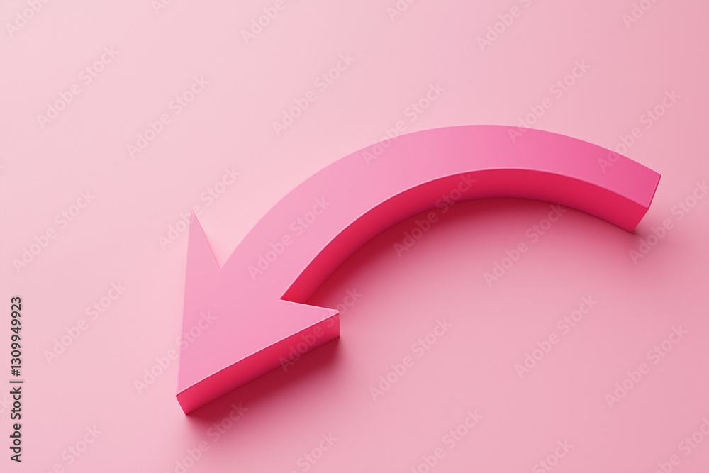 3D curved arrow isolated on a solid color background 3D curved arrow isolated on a solid color background